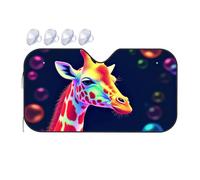 Portable Sun Shade Colorful Giraffe Portrait With Neon Lights Car Windshield Sunshade Car Shade Sun Shade For Car Windshield(70x130cm)