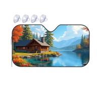 Portable Sun Shade Cozy Cabin By The Lake In Autumn Car Windshield Sunshade Car Shade Sun Shade For Car Windshield(76x140cm)