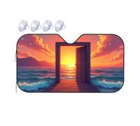 Portable Sun Shade Door To Serenity: Sunset Over The Sea Car Windshield Sunshade Car Shade Sun Shade For Car Windshield(70x130cm)
