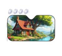 Portable Sun Shade Idyllic Cottage By The River Car Windshield Sunshade Car Shade Sun Shade For Car Windshield(76x140cm)