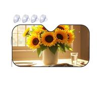 Portable Sun Shade Sunflower Bouquet And Seafood On The Table Car Windshield Sunshade Car Shade Sun Shade For Car Windshield(70x130cm)