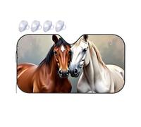 Portable Sun Shade Two Majestic Horses: A Beautiful Pair Car Windshield Sunshade Car Shade Sun Shade For Car Windshield(70x130cm)