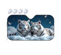 Portable Sun Shade Two White Tigers In The Sky With Butterflies Car Windshield Sunshade Car Shade Sun Shade For Car Windshield(76x140cm)