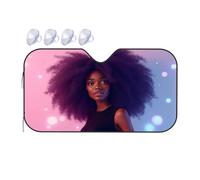 Portable Sun Shade Vibrant Afro Hairstyle In Neon Lights Car Windshield Sunshade Car Shade Sun Shade For Car Windshield(76x140cm)