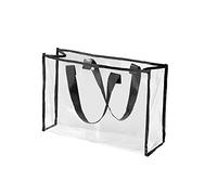 Portable Swimming Bag Cosmetic Storage Bag Multifunctional Transparent Wash Bag Large Capacity Beach Bag Utility Tote Bag (Black, One Size)