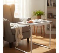 Portable Table Mate TV Dinner & Laptop Tray - Adjustable Folding Table Desk for Sofa or Bed with 6 Height Settings, Multi-Use Valet for Meals, Work, Jigsaws & Study (White)