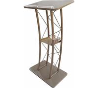 Portable Table Top Podium with Curved Design and Interior Shelf for Church, School, and Office Presentations