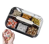 Portable Tablet Holder, Mini Storage Box, Easy Access with Clear Visibility, Lightweight 6 Grid Medicine Container, Pocket Organizer with Sleek Style, Supplement Storage for Apartment and Travel
