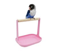 Portable Tabletop Bird Perch with Tray Plastic Training Stand Activity Center for Budgies Cockatiels Small Parrots Indoor Pet Bird Resting Platform 16×11.9×14.4cm