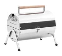 vidaXL Portable Tabletop Charcoal BBQ Grill Stainless Steel Double Grid Picnic