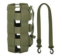 Portable Tactical Molle Water Bottle Pouch Adjustable Kettle Carrier Pouch for Outdoor Hiking Camping Backpack Attachment(Green)