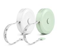 Portable Tape Measure 2M / 79Inch, 2-Pack Dual Sided Durable Ruler Soft Retractable Tailors Measuring Tape for Body Weight Loss Fabric Sewing Tailor Cloth Vinyl Measurement Craft Supplies White+Green