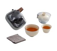 Portable Teapot Ensemble - Ceramic Cup Set with Towel for On-The-Go | Portable Ceramic Teapot Set | Afternoon Tea Kit for Picnics Travel & Camping | Complete Elegant Gift Adult Enjoyment