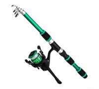 Portable Telescopic Fishing Rod And Reel For Combo With Eva Handle For Travel Freshwater Saltwater Glass Steel Pole Blue 1.8 Meters
