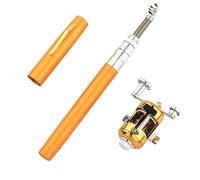Portable Telescopic Fishing Rod Compact Pen Design Lightweight Aluminum Alloy Travel Mini Rod for Outdoor Anglers Easy Carry Durable Gear (Gold, A)