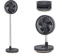 Portable Telescopic Folding Fan，10 inch Oscillating Fan, Battery Operated Fan Adjustable Height, USB Rechargeable Home Office Outdoor Camping Tent Travel (Color : Grey)