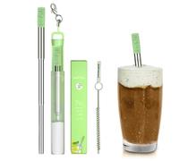 Portable Telescopic Straw - Reusable Stainless Steel Consumer Payroll | Foldable Metal Tube | Eco Friendly Silicone Tip, Compact Pocket Jerks with
