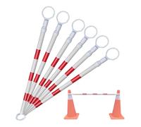 Portable Telescoping Traffic Cone Barrier Bar, Lightweight Expandable PVC Safety Barrier Cone Bar for Road Work/Parking Lots/Crosswalks/Driveway/Hazardous Areas(Red and White,8pcs)