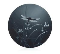 Portable Tempered Glass Cutting Board, Round 7.9 Inch - Easy to Clean & Scratch-Resistant Chopping Mat Dragonfly Silhouette Chopping Board for Kitchen, Office, Travel