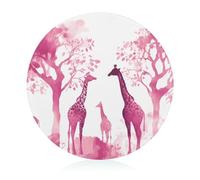 Portable Tempered Glass Cutting Board, Round 7.9 Inch - Easy to Clean & Scratch-Resistant Chopping Mat Silhouette of Peach Giraffe Chopping Board for Kitchen, Office, Travel
