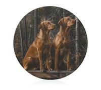 Portable Tempered Glass Cutting Board, Round 7.9 Inch - Easy to Clean & Scratch-Resistant Chopping Mat Two Big Brown Dogs Chopping Board for Kitchen, Office, Travel