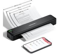 Portable Thermal Printer A4, 300DPI Wireless Inkless Printer Support for A4/A5/B5/Letter, Compatible with iOS, Android & Laptop for Home Use and Travel, Black