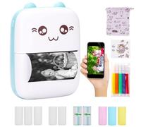 Portable Thermal Printer for iOS Android - 57mm Label & Receipt Printer with 1000mAh Battery, BLE 4.0, Ink- Printing, Compact Design for Office, Study, Travel & Shopping