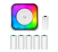 Portable Thermal Printer with RGB Light, Inkless Printing for Smartphones, Includes 57mm Thermal Paper Roll & 5 Self-Adhesive Papers, Type-C Charging, Compact Design