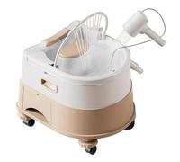 Portable Thermostatic Head Spa Equipment, Water Circulation Shampoo Basin with 10L Water Tank, Head Spa Equipment Sink with Wheels and Circulating Spa, Adjustable Feet, for Hair, Home(Beige)