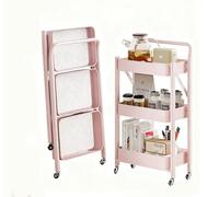Portable Three-Tier Wheeled Trolley with Locking Casters and Handle for Organization in Offices, Bedrooms, Kitchens, and Bathrooms