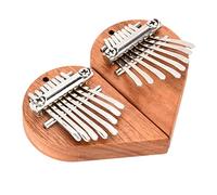 Portable Thumb Piano, Wood Kalimba Easy Operation Lightweight 2Pcs with Lanyards for Entertainment for Traveling(A set of heart-shaped (left + right))