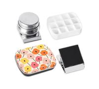 Portable Tin Box,12-Well Empty Watercolor Palette,Small Paint Storage Kits with Magnetic Clip and Oil Pot, A