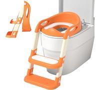 Portable Toddler Potty Training Seat with Step Ladder, Foldable Child Toilet Seat with Anti-Slip Design for Boys & Girls, Easy Step-Up for Home Use (Orange)