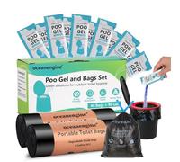 Portable Toilet Bags Poo Gel Set, 8 Gallon Camping Toilet Bag with Portable Absorbent Gel, Compostable Potty Bag for Camping Outdoor Hiking