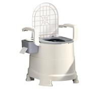 Portable Toilet, Bedside Commode with Detachable Inner Bucket, 2-Level Height Adjustable Commode Toilet Potty with Armrests for Elderly, Disabled, Adults, Great for RV, Camping, Bathroom Use(Grey)