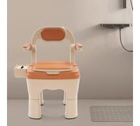 Portable Toilet Chair for Elderly with 220.46 lbs Load Capacity Toilet Chair, Bedside Toilet Chair with Thick Seat Cushion, Sturdy Backrest and Anti-Slip Armrests for Elderly Use - Orange