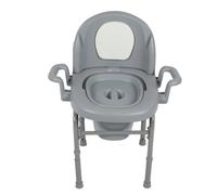 Portable Toilet Chair, Height Adjustable Commode Chair with Bucket | Thickened Galvanized Steel Structure, Anti-Slip Bottom Pad, Removable Bucket With Lid