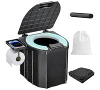 Portable Toilet for Adults,Camping To ilet with Lid,Folding To ilet With Removable Paper Holder,Travel Potty for Hiking, RoadTrip, Car, Tent, Truck Drivers