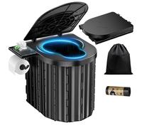 Portable Toilet, Upgraded 15'' Toilet with Removable Paper Holder, Camping Toilet with A Load Capacity of 450 Lbs, Portable Potty for Camping, Hiking, Road Trip, Car, RV, Tent, Beach, Truck Drivers