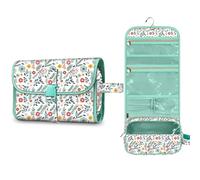 Portable Toiletry Travel Wash Bag, FINPAC Large Water Resistant Hanging Makeup Organizer Cosmetic Storage Pouch Case for Women Girls, (Z-Spring Bloom)