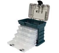 Portable Tool Box - Small Parts Organizer with Drawers and Customizable Compartments for Hardware, Fishing Tackle, Beads, or Crafts by Stalwart (Gray)