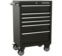 Portable Tool Chest With 6 Drawers - Heavy-Duty Locking Mobile Storage In Black