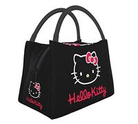 Portable Tote Bag Lunch Bag, Black and Pink Hello Kitty Lunch Box Insulated Lunch Container for Women Men Kids