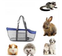 Portable Tote Pet Bag Outdoor Shoulder Panoramic Visible Breathable Shoulder Crossbody Large Capacity Mesh Foldable BPA Free For Dogs Cats Rabbits Squirrels Chickens Ducks (Blue)
