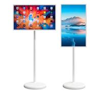 Portable Touchscreen Smart TV with Rotatable Screen and 5MP Camera, Adjustable Floor Stand for Outdoor and Indoor Use