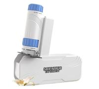 Portable Toy Microscope - 60-120X Scientific Experiment Outdoor-specific | LED lights are non-glaring and can switch between blue light ， white light(Blue)