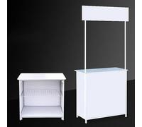 Portable Trade Show Counter Table Pop Up Trade Show Exhibition Foldable Promotional Counter Retail Advertising Display Banner Stand Supermarket Tasting Table Reception Event Desk