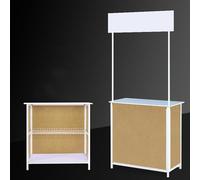 Portable Trade Show Counter Table Pop Up Trade Show Exhibition Foldable Promotional Counter Retail Advertising Display Banner Stand Supermarket Tasting Table Reception Event Desk