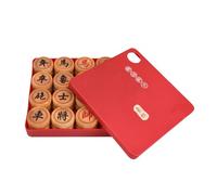 Portable Traditional Chinese Xiangqi Chess Set - 2 Players Travel Board Game with Boxwood Pieces and Leather Board