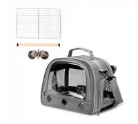 Portable Transparent Bird Backpack - Travel Cage for Small Birds with Crossbody Handle, Tray and Feeding Bowl, Roller Shutter Design(grey)